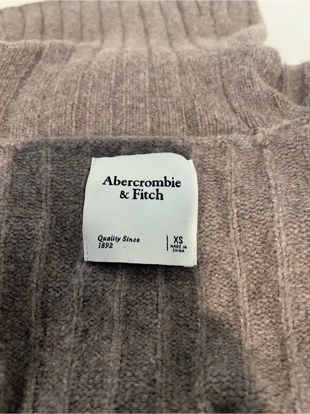 Abercrombie & Fitch Women’s Ribbed Turtleneck Sweater Dress in Taupe